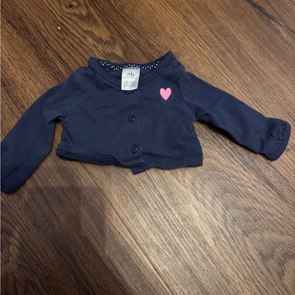 Carter's Navy Blue Baby Sweater with Pink Heart